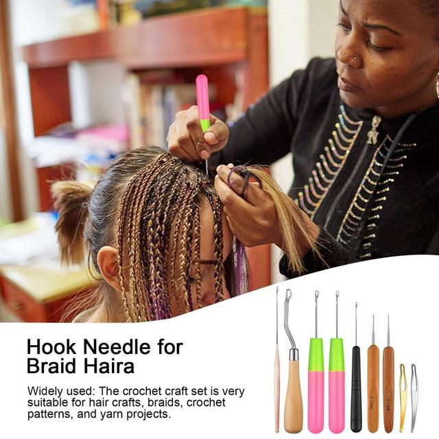 Hair Crochet Hook For Braids 9pcs Tool Set For Dreadlock Braiding Hair  Locking Tool With Ergonomic